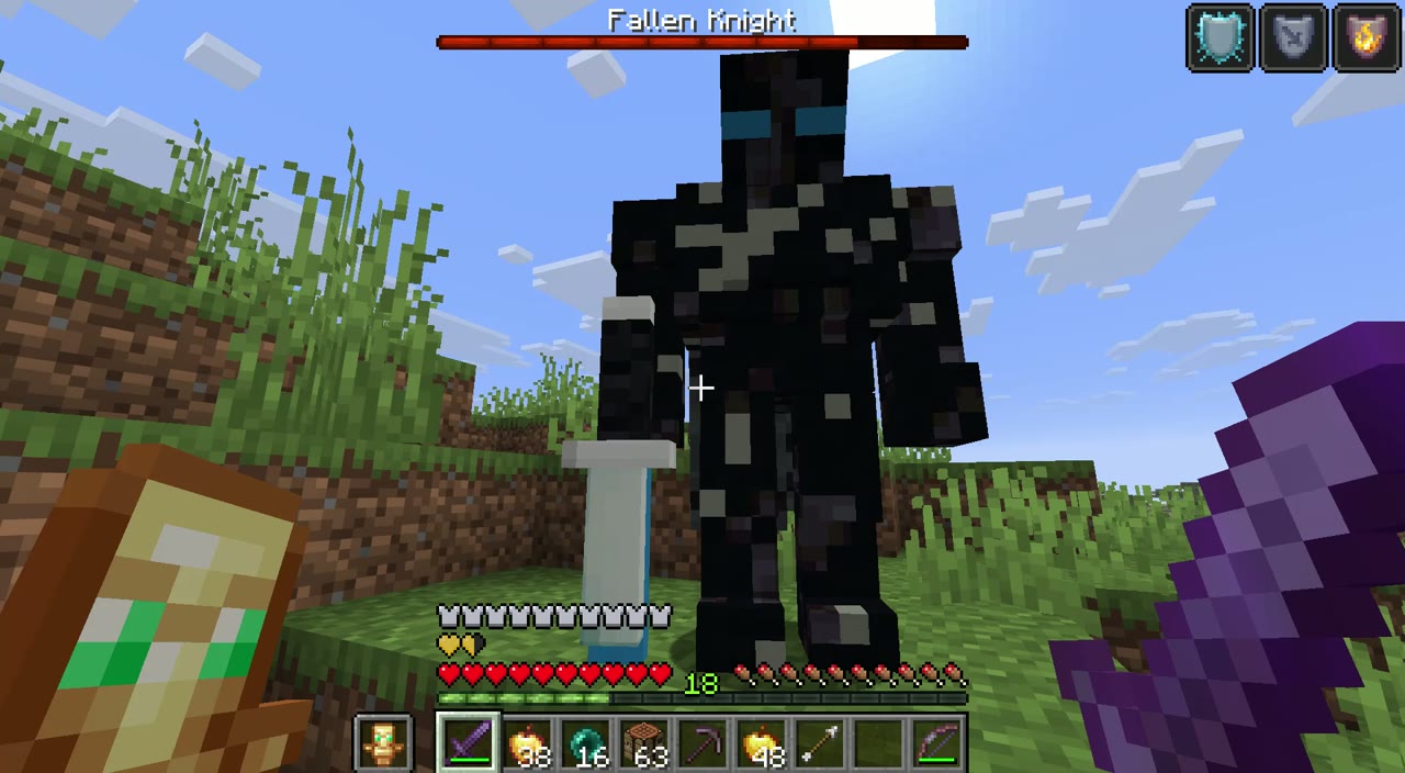 The Fallen Knight, a dark armoured boss with a greatsword